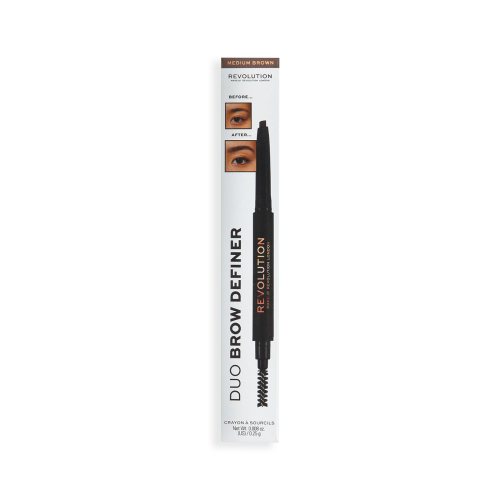 Revolution - Lápiz para cejas Duo Brow Definer - Medium Brown