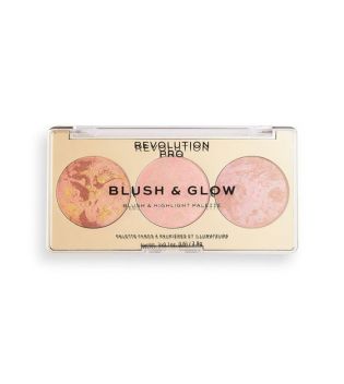 Revolution Pro - Paleta de iluminador y colorete Blush and Glow - Peach Glow