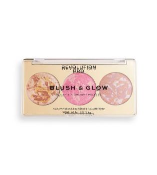 Revolution Pro - Paleta de iluminador y colorete Blush and Glow - Rose Glow
