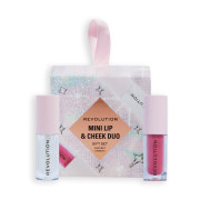 Revolution - Set Mini Lip & Cheek Duo - Mini Blush Bomb Cream Blusher Cute Pink + Mini Pout Bomb Clear Shimmer