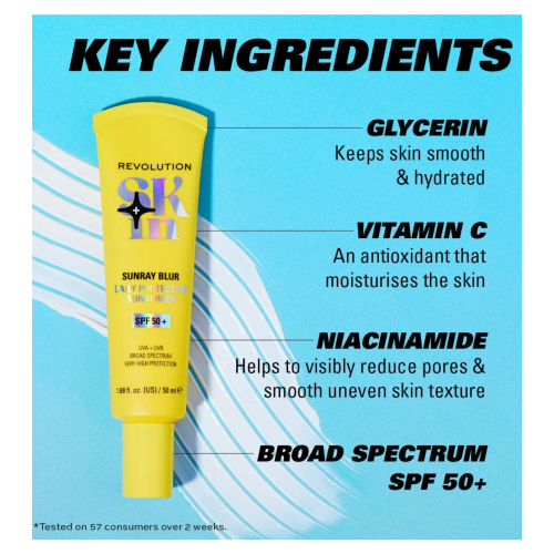 Revolution Skin - Protector solar matificante con niacinamida Sunray Blur SPF50+