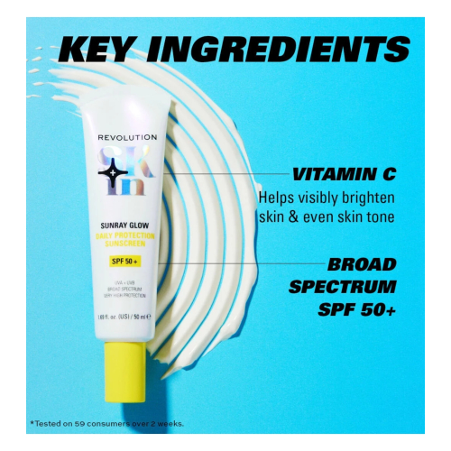 Revolution Skin - Protector solar con vitamina C Sunray Glow Daily Blur SPF50+