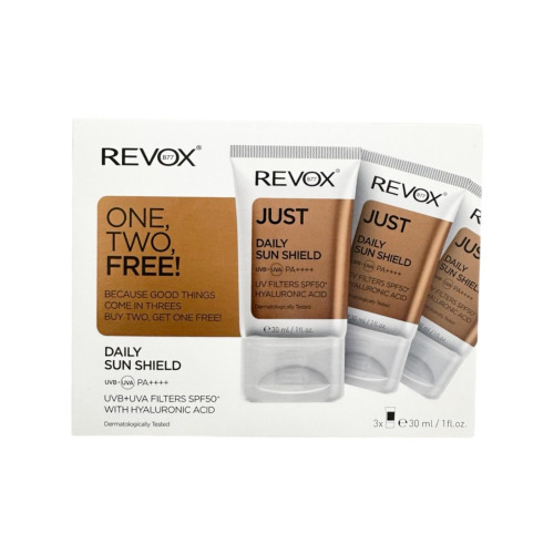 Revox - *Just* - Pack de 3 Protectores solares SPF50+ con ácido hialurónico One, Two, Free!