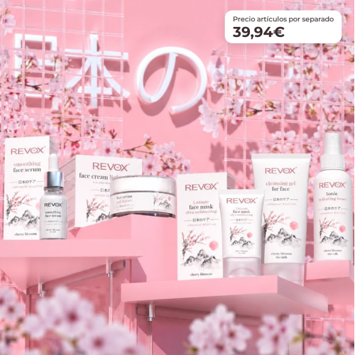 Revox Set Completo de Cuidado Facial Japanese Routine con Gel Limpiador, Peeling, Tónico, Sérum, Crema y Mascarilla Hidratante Vegan y Cruelty Free