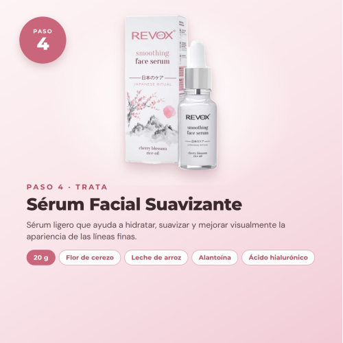 Revox Set Completo de Cuidado Facial Japanese Routine con Gel Limpiador, Peeling, Tónico, Sérum, Crema y Mascarilla Hidratante Vegan y Cruelty Free