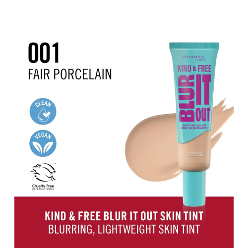 Rimmel London - *Kind & Free* - Base de maquillaje matificante Blur It Out - 001: Fair Porcelain