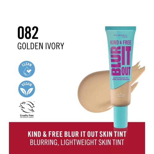 Rimmel London - *Kind & Free* - Base de maquillaje matificante Blur It Out - 082: Golden Ivory