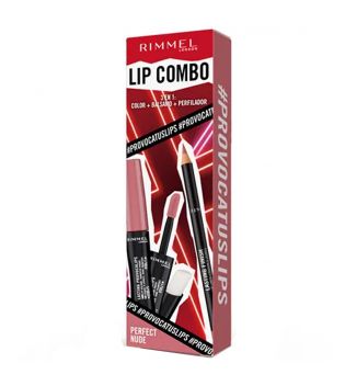 Rimmel London - Set de labios Lip Combo 3 en 1 Provocalips + Lasting Finish - Perfect Nude