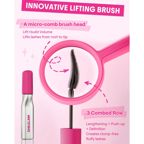 SHEGLAM - Máscara de pestañas Lashlighter Up & Out - Black