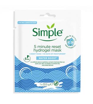 Simple - Mascarilla facial de hidrogel 5 Minute resest Water Boost