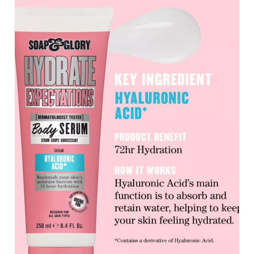 Soap & Glory - Sérum corporal con ácido hialurónico Hydrate Expectations - Todo tipo de pieles