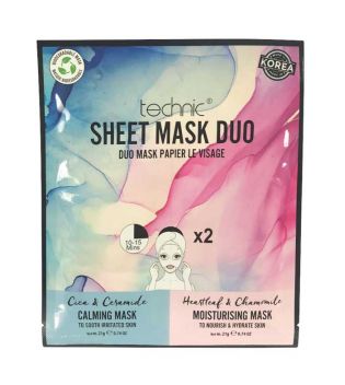 Technic Cosmetics - Dúo de mascarilla hidratante y calmante Sheet Mask Duo