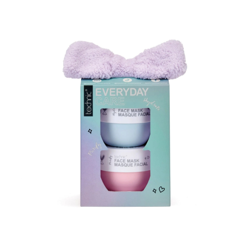 Technic Cosmetics - Dúo de mascarillas faciales + Banda de pelo Everyday Care