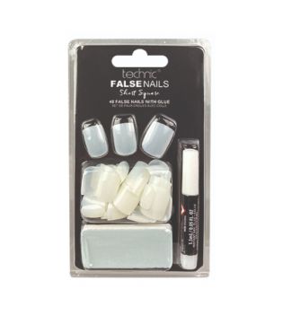 Technic Cosmetics - Pack de 48 uñas postizas cortas y cuadradas más pegamento