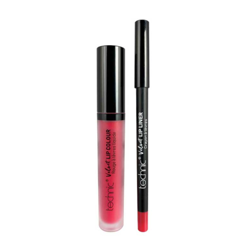 Technic Cosmetics - Perfilador de Labios + Labial Líquido Velvet Lip Kit - Little Fuchsia