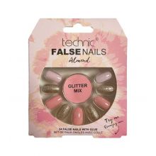 Technic Cosmetics - Uñas postizas False Nails Almond - Glitter Mix