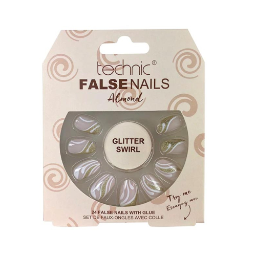 Technic Cosmetics - Uñas postizas False Nails Almond - Glitter Swirl