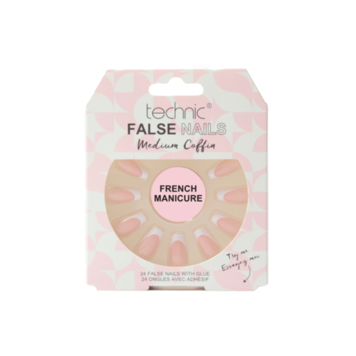 Technic Cosmetics - Uñas postizas False Nails Medium Coffin - French Manicure