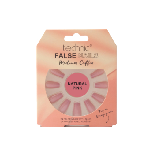 Technic Cosmetics - Uñas postizas False Nails Medium Coffin - Natural Pink