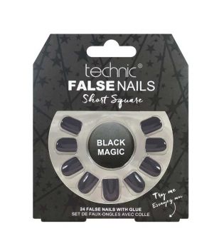 Technic Cosmetics - Uñas postizas False Nails Short Square - Black Magic