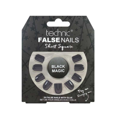 Technic Cosmetics - Uñas postizas False Nails Short Square - Black Magic