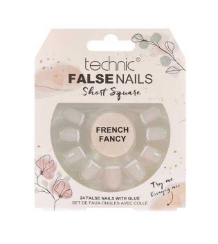 Technic Cosmetics - Uñas postizas False Nails Short Square - French Fancy