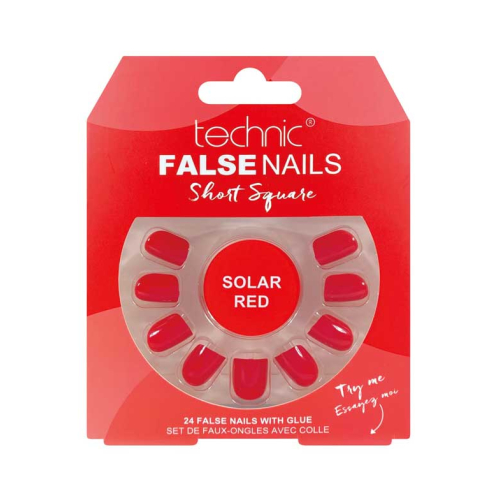 Technic Cosmetics - Uñas postizas False Nails Short Square - Solar Red