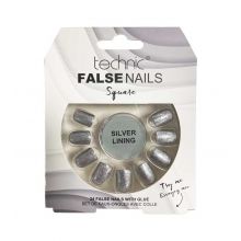 Technic Cosmetics - Uñas postizas False Nails Square - Silver Lining