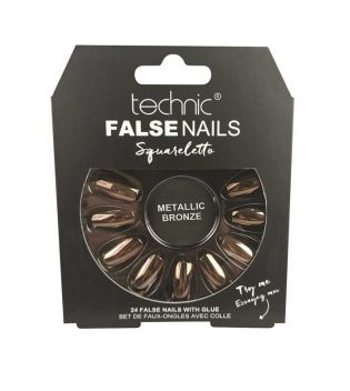 Technic Cosmetics - Uñas postizas False Nails Squareletto - Metallic Bronze