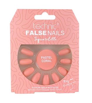 Technic Cosmetics - Uñas postizas False Nails Squareletto - Pastel Coral