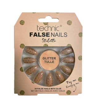 Technic Cosmetics - Uñas postizas False Nails Stiletto - Glitter Tulle