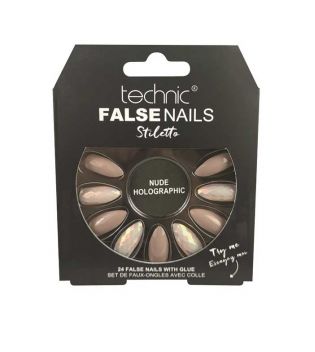 Technic Cosmetics - Uñas postizas False Nails Stiletto - Nude Holographic
