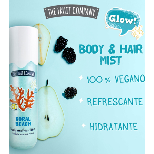 The Fruit Company - Bruma corporal y para cabello con glitter - Coral Beach