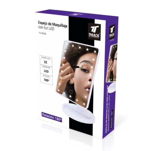Thulos - Espejo de maquillaje 180° con Iluminación LED TH-BY06