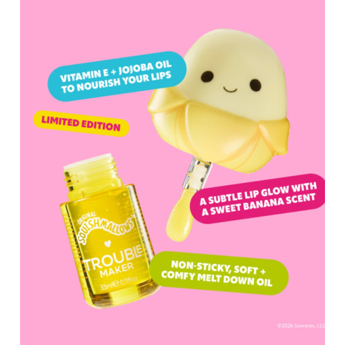 Trouble Maker - *Squishmallows* - Aceite labial Melt Down - Junie the Banana