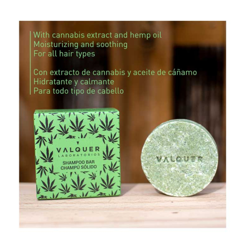 Valquer - Champú sólido Hemp - Extracto de cannabis y aceite de cáñamo