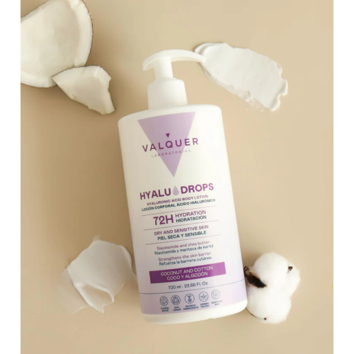 Valquer - Loción corporal hidratante 72h Hyaludrops - Coco y Algodón