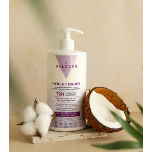 Valquer - Loción corporal hidratante 72h Hyaludrops - Coco y Algodón