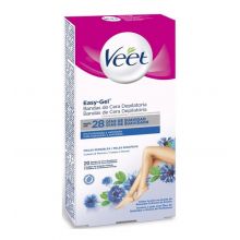 Veet - Bandas de cera depilatoria Easy-Gel Cuerpo y Piernas - Pieles sensibles
