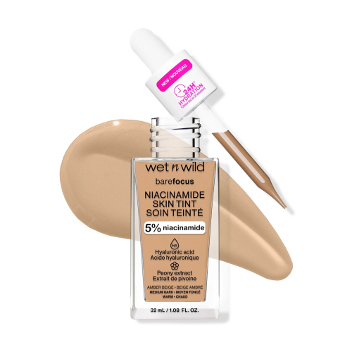 Wet N Wild - Base de maquillaje Bare Focus Niacinamide Skin Tint - Amber Beige