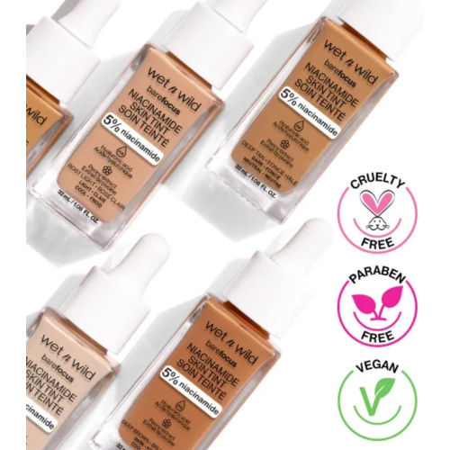 Wet N Wild - Base de maquillaje Bare Focus Niacinamide Skin Tint - Deep