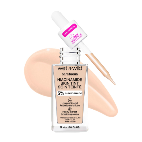 Wet N Wild - Base de maquillaje Bare Focus Niacinamide Skin Tint - Fair Beige